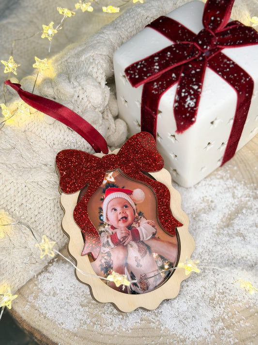 Pendente Moldura Laço Vermelho Natal