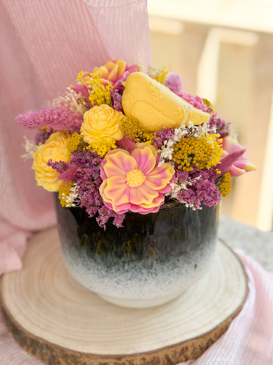 Vaso passarinho em flor